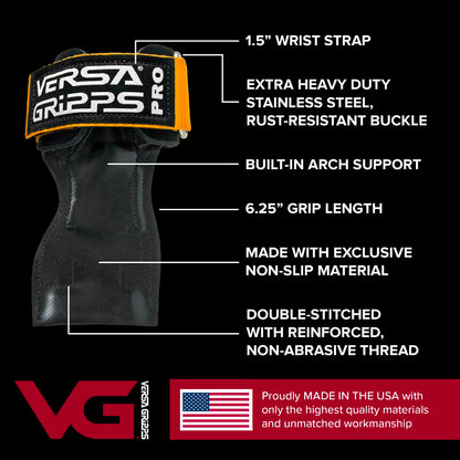 Versa Gripps Pro, Made in USA, Wrist Straps for Weightlifting Alternative, Best Training Accessory, R/L, Black