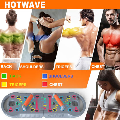 HOTWAVE Push Up Board, Push Up Board for Men, Foldable Pushup Board Home Gym Pushup Board with Handles Professional Strength Training Equipment for Men