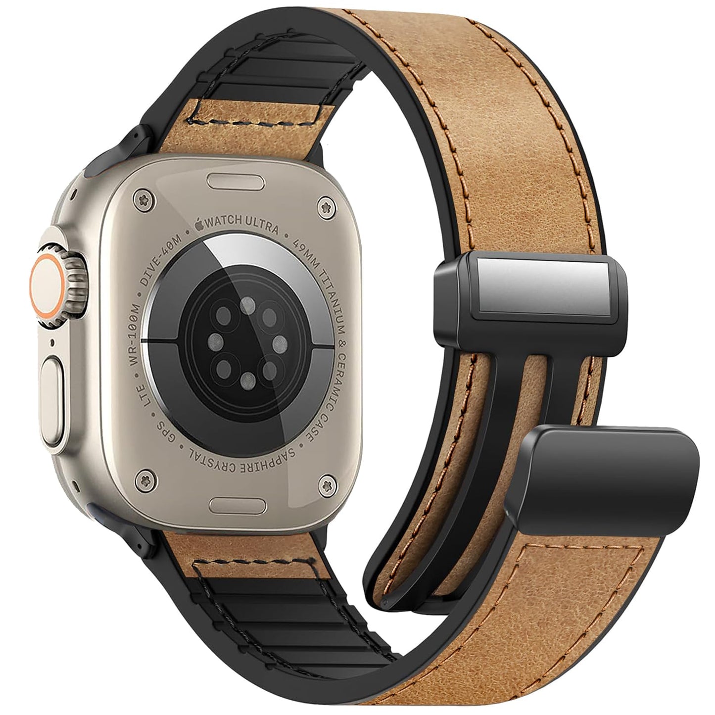 WestEagle Magnetic Leather Bands Compatible with Apple Watch 49mm 46mm 45mm 44mm 42mm(S3/2/1) for Men Women, Genuine Leather with Magnetic Buckle for iWatch Ultra1/2/3 Series SE11/10/9/8/7/6/5/4/3/2/1