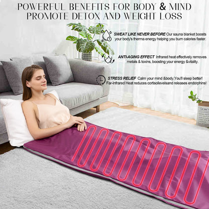 TaTalife Infrared Sauna Blanket, Sauna Blanket for Home Use, Portable Sauna Infrared for Detoxification and Recovery, Adjustable 85-185°F Temperature Range