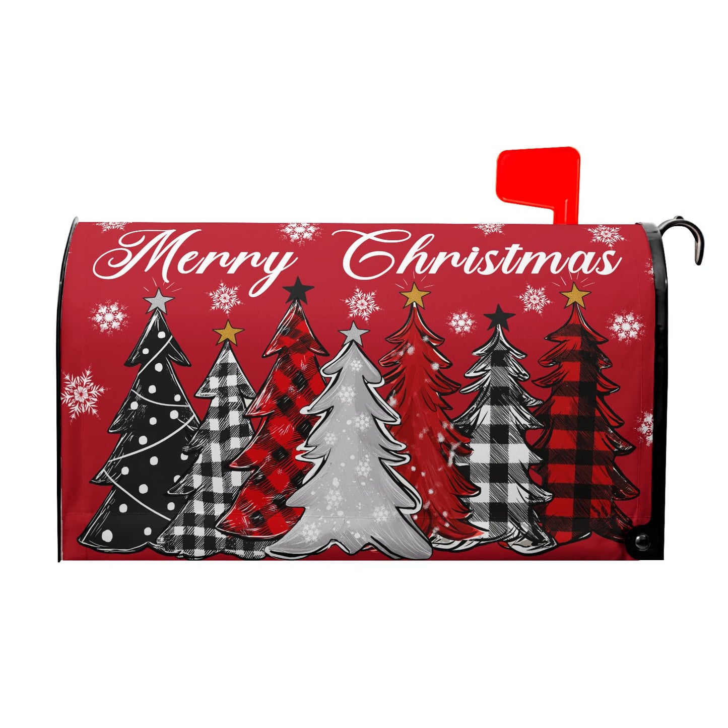 Harooni Merry Christmas Mailbox Covers Magnetic Standard Size 25.5" X 21" Christmas Tree Snowflake Mailbox Wraps Letter Post Box Cover for Home Garden Outdoor Yard