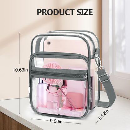 Blvornl Clear Crossbody Bag with Adjustable Shoulder Strap, Stadium Approved PVC Purse Bag, Messenger Bag