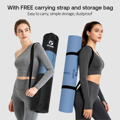 Yoga Mat Non Slip TPE Thick Yoga Mat with Alignment Mark, Large Size 72"L x 32"W x 0.32"Th or 0.24"Th, Anti-Tear Exercise & Fitness Mat for Yoga, Pilates & Floor Workouts (Blue Black, Thickness-6mm)