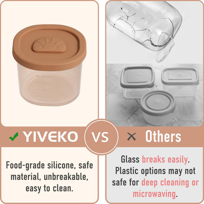 YIVEKO Baby Food Containers Silicone Baby Food Storage Containers for Infants and Toddlers Baby Food Jars Silicone Baby Food Container Freezer Safe Reusable Baby Food Containers with Lids 4PK