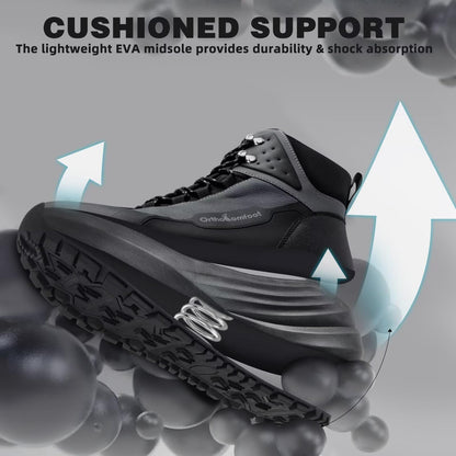 Men's Orthopedic Wide Hiking Boots: Comfortable Plantar Fasciitis Orthotic Arch Support Bunions Recovery Trail Sneakers, Leisure Gowalk Diabetic Stylish Standing Walking Shoes Black Size 11