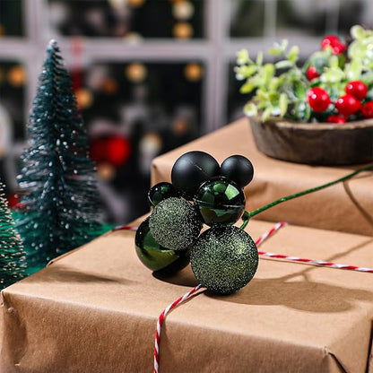 8 Pcs Dark Green Christmas Tree Picks 7.87 Inch Christmas Balls Ornaments Xmas Hanging Decorations for Xmas Tree Topper DIY Wreath Holiday Floral Vase Fillers Crafts Home Decor