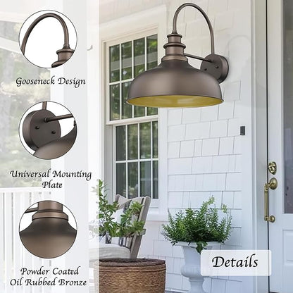 Bestshared 16" Large Gooseneck Barn Light Farmhouse Wall Outdoor Sconce Exterior Wall Mount Lighting Fixture Outside Patio Light for Porch Entryway Garage(ORB,16"-1PACK)