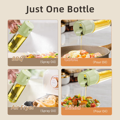 Oil Sprayer for Cooking, 18.6oz/550ml 2 in 1 Olive Oil Dispenser Bottle for Kitchen, Oil Mister Spray Bottle for Cooking, Air Fryer, Salad, Frying, BBQ (Creamy White)