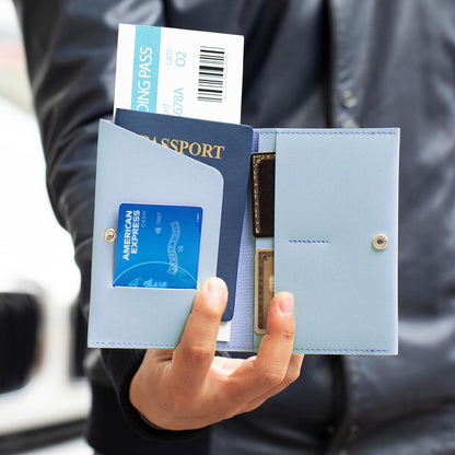Passport Holder for Travel Passport Wallet Cover Case for Women, Travel Wallet Essentials for Men and Family. Blue & Black