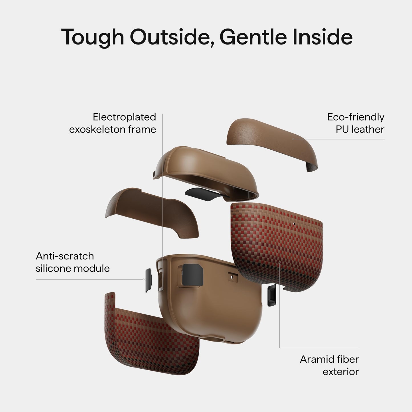PITAKA Case for AirPods Pro 3, Slim Protective AirPods Pro 3 Case, Compatible with MagSafe, Leather & Aramid Fiber Woven, Sunset