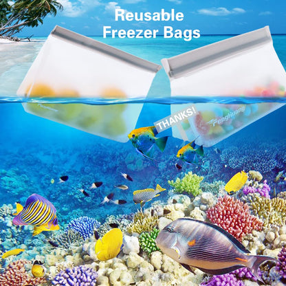 24 Reusable Food Storage Bags, Freezer Bags with Pack BPA FREE (8 Reusable Gallon Bags+8 Leakproof Reusable Sandwich Bags+8 Food Grade Snack Bags) EXTRA THICK Reusbale Lunch Bag for Salad Fruit