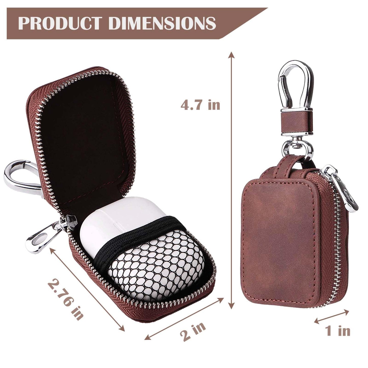 Earbud Case Headphone Storage Case Compatible with Airpods 1/2/3/Pro Wireless Earphones Carrying Pouch Small PU Leather Bag Shockproof Earpods Cover Universal Bag Travel Protection Pouche-Dark Brown