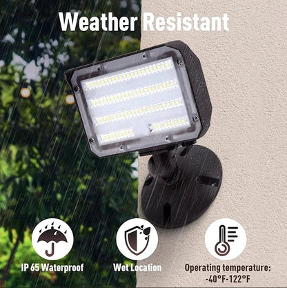 60W LED Flood Light with Knuckle, Outdoor Flood Light Dusk to Dawn Photocell 5000K 7800lm AC100-277V Equivalent 600W, ETL Waterproof Wall Mount LED Security Light for Yard Entrance Garden