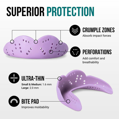 SISU Aero Small Mouthguard, Lucky Lavender - 30% Stronger Protection for Lacrosse, Football, Hockey, Roller Derby, Team Sports - Remoldable Up to 20 Times - Ultra Slim - Non Toxic