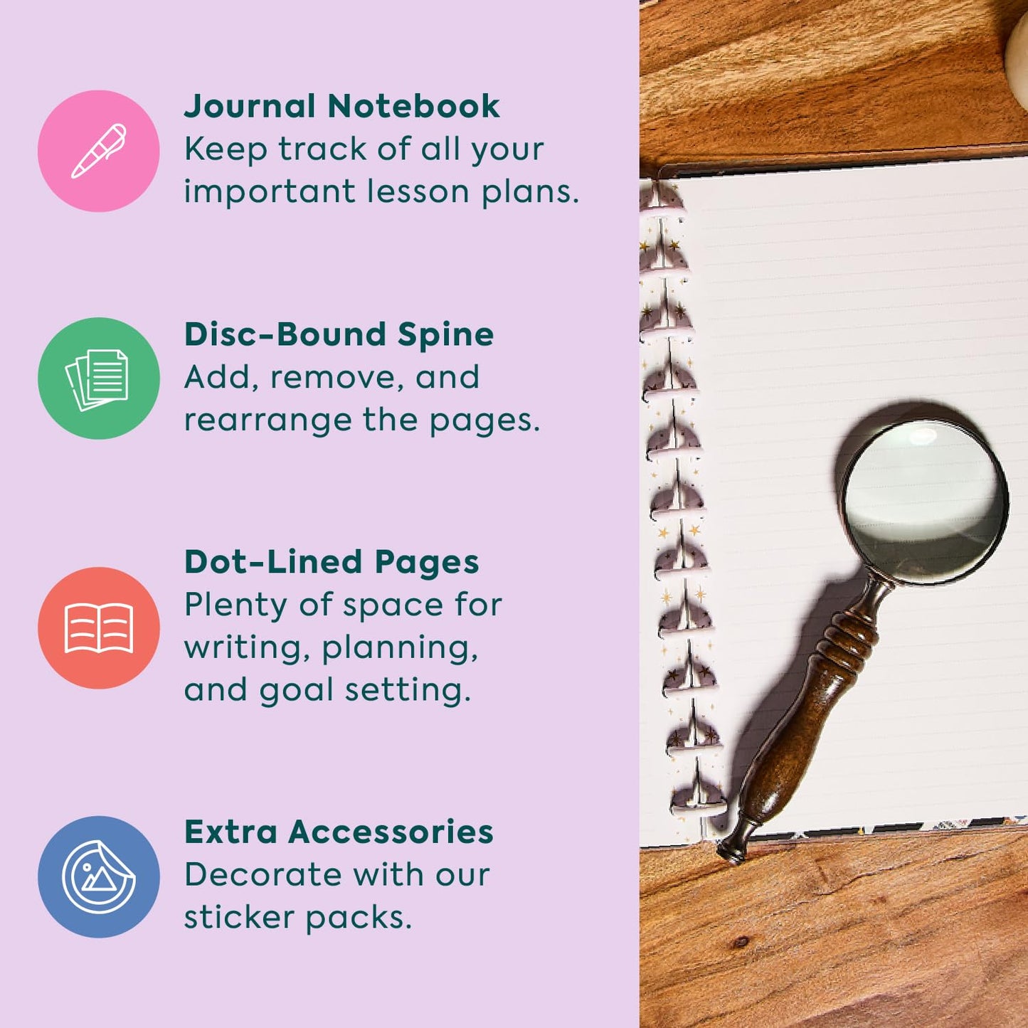 Happy Planner Harry Potter Notebook for Office, School or Journaling, Disc-Bound Notebook, 3 Dividers, 60 Dot-Lined Pages, Big Size, Back to Hogwarts