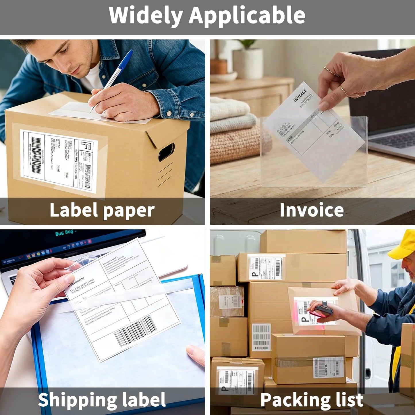 9527 Product 6" x 9" Clear Adhesive Top Loading Packing List Clear Shipping Pouches, Mailing/Shipping Label Envelopes (200 Pack)