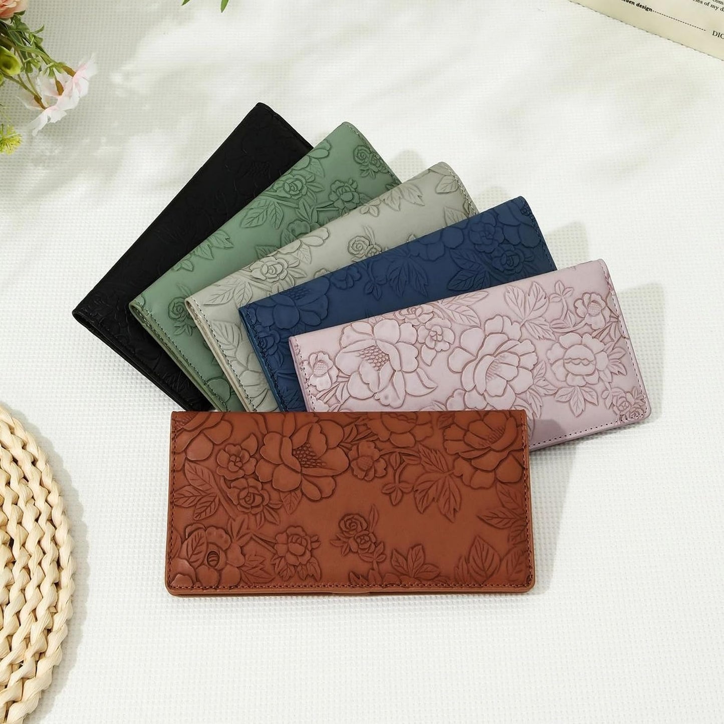 Bakurok Wallet Women Slim Thin RFID Blocking Bifold Floral Minimalist Vegan Leather Card Holder with Zipper Pocket ID Window
