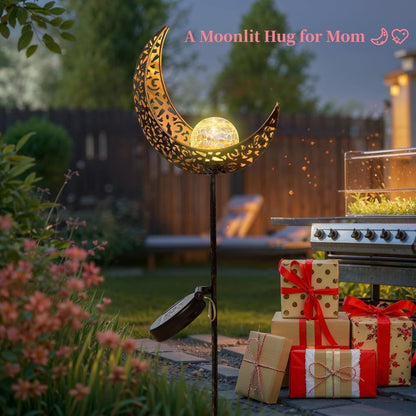 TAKE ME Moon Solar Lights Christmas Gifts for Women Garden Outdoor Decor Waterproof Metal Solar Stakes Lights for Patio Yard Walkway Lawn Patio Mothers Garden Gifts Mom Wife Grandma