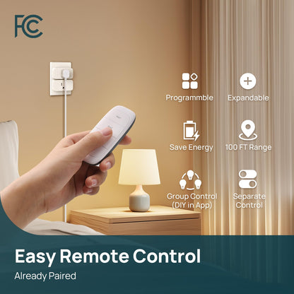 Linkind Matter Smart Plug with Remote, Work with Apple Home, Siri, Alexa, Google Home, SmartThings, Smart Outlet 15A/1800W Max, Smart Automation, Remote Control,Timer&Schedule, 2.4G Wi-Fi, 4 Pack