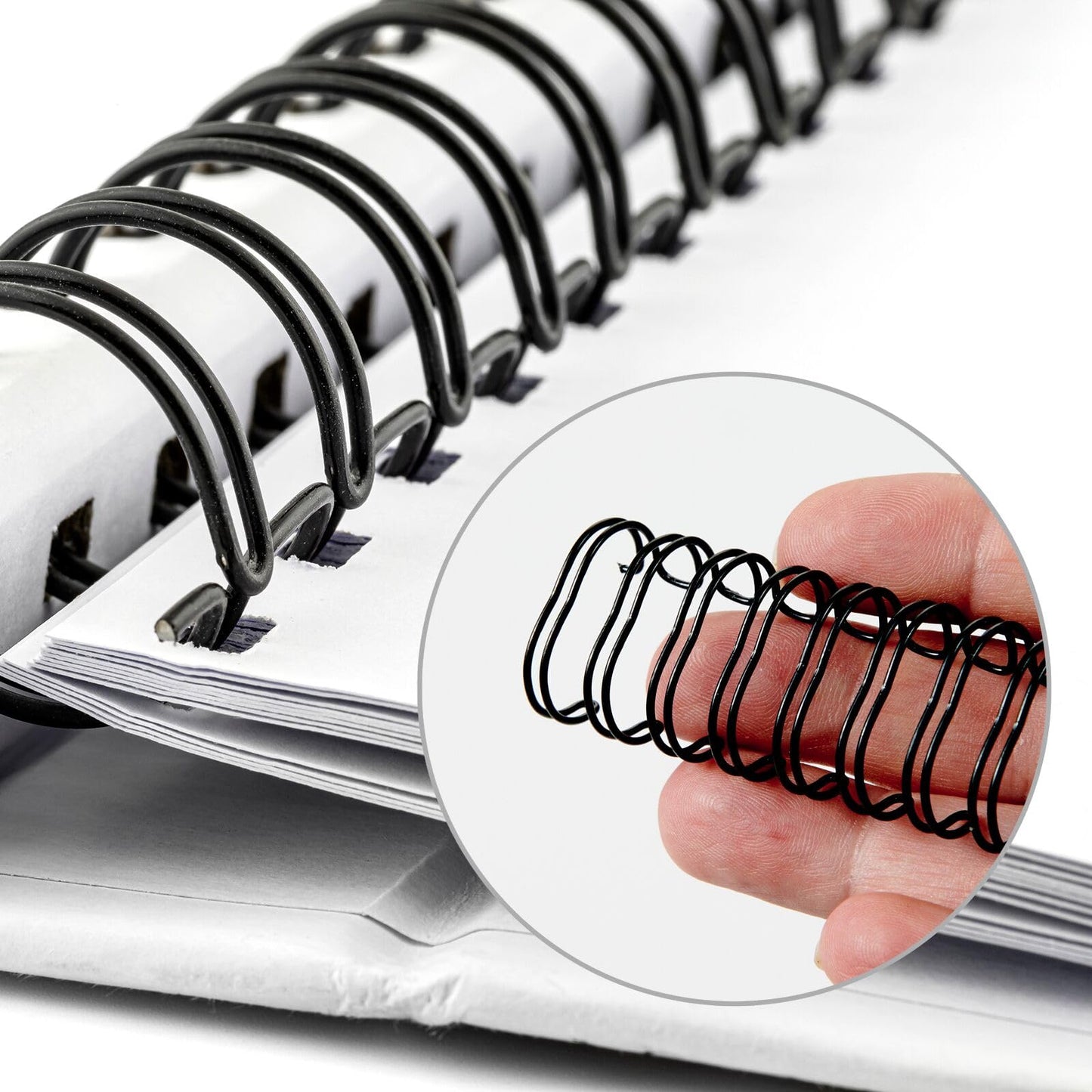 HOUYEE 100 Pack 6/9 Inch Double Loop Wire Binding Spines,120 Sheet Capacity, 3:1 Pitch Wire Binding for Letter Sized Paper,32 Holes,for Teacher Student Document Notebook Making,Black