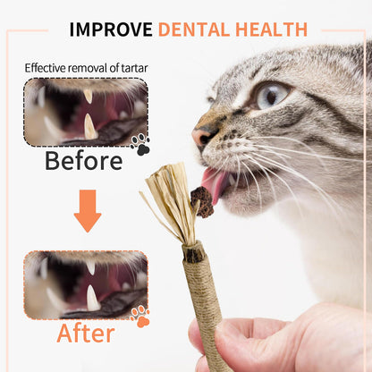 YWAOOH 3 Pack Silvervine Sticks Cat Toys, 100% Natural Kitten Teething Chew Toys, Catnip Toys for Kittens & Cats, Cat Approved Gift, Protects Furniture