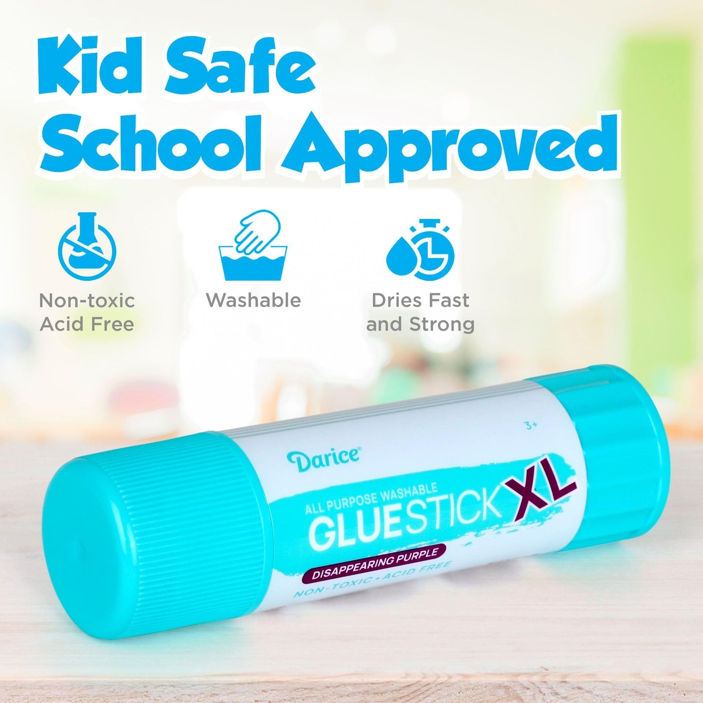 Darice Giant Disappearing Purple Glue Sticks, Large 115-gram Jumbo XL Glue Stick - Dries Clear, Washable, Non-Toxic - Classroom School Supplies - 6 Pack 4.05oz