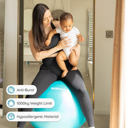 BABYGO Birthing Ball - Pregnancy Yoga Labor & Exercise Ball & Book Set Trimester Targeting, Maternity Physio, Birth & Recovery Plan Included Anti Burst Eco Friendly