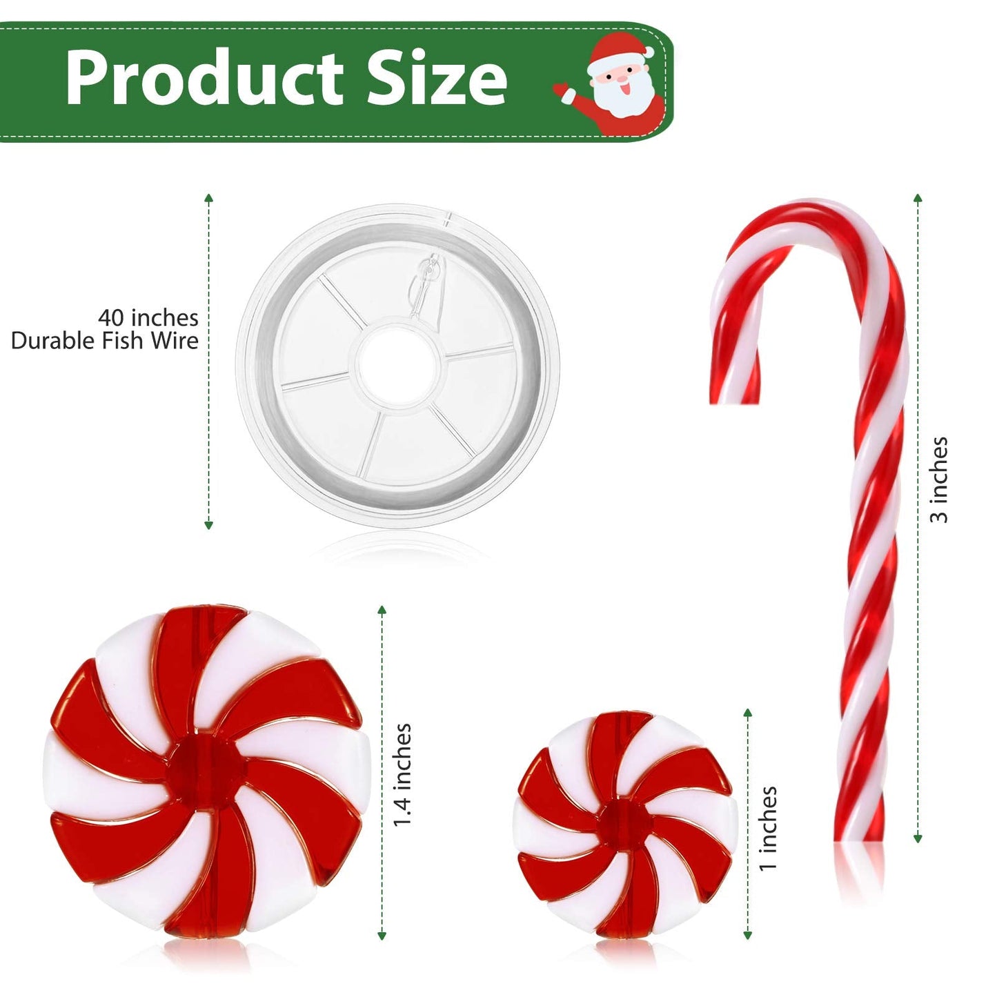 WILLBOND 48 Pcs Christmas Candy Canes Ornament Plastic Christmas Tree Hanging Decoration Fake Swirl Candy Canes Garlands with Crystal Wire for Home Xmas Gift Indoor Outdoor Party Favor (Red and White)