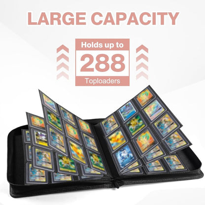 Top Loader Binder - Holds 288 Toploaders & Card Sleeves | 9-Pocket Design for TCG & Sports Cards