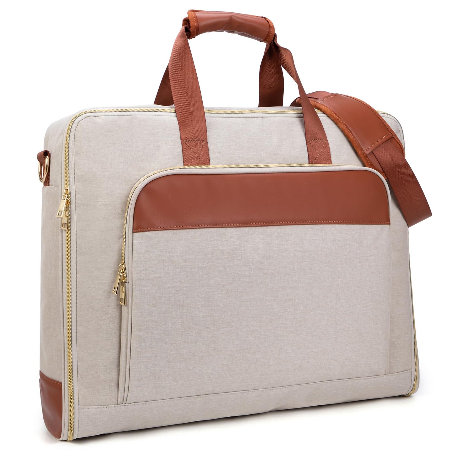 Garment Travel Bag for Women Carry on Garment Bag Up to 3 Suits for Business Trips,2 in 1 Hanging Suitcase Luggage Bags for Travel,Foldable Suit Bag 15.6Inch Laptop Beige