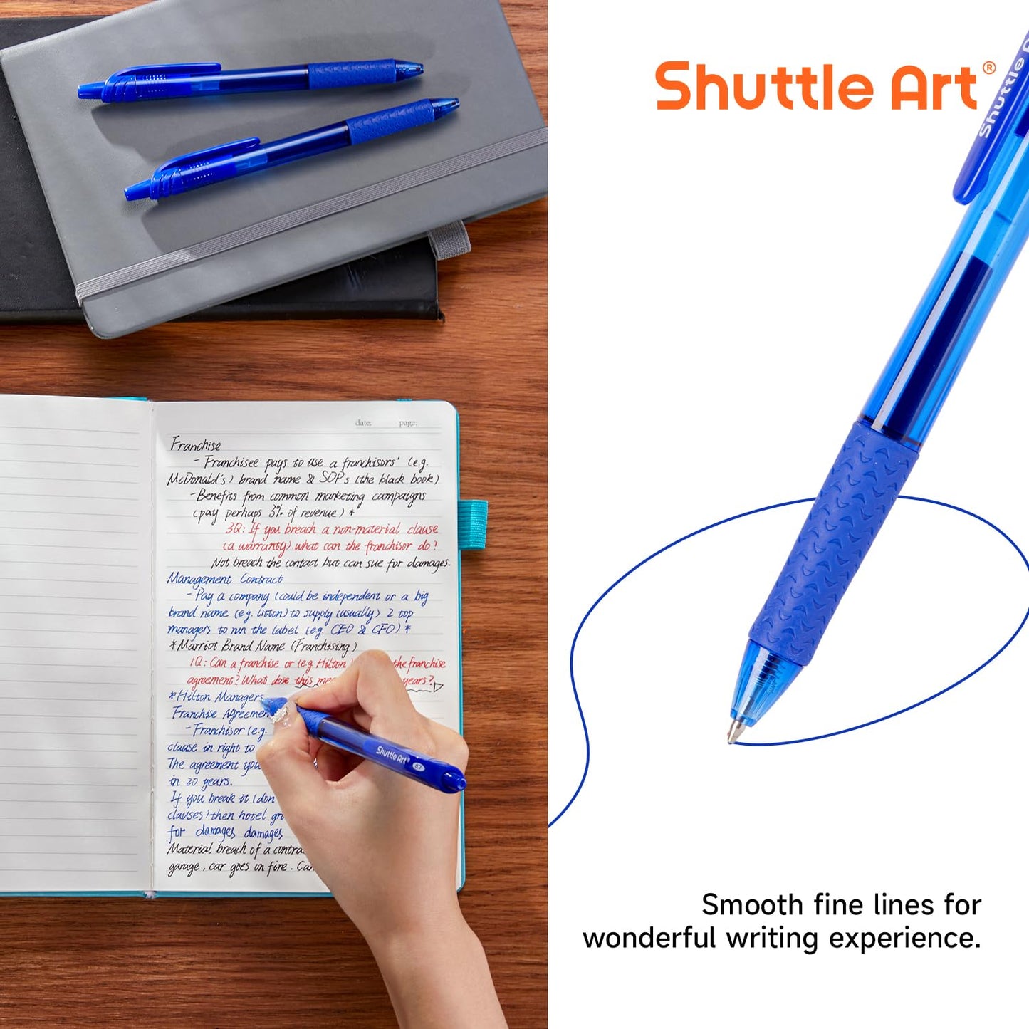 Shuttle Art Blue Gel Pens, 40 Pack Retractable 0.7mm Medium Point Rollerball Blue Ink Pens Smooth Writing with Comfortable Grip for Writing Journaling Taking Notes Office School Home