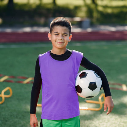 Sintege 12 Pcs Soccer Pinnies Pennies Jersey Scrimmage Vest Sports Practice Jersey Mesh Basketball Vest for Youth Adult Kids(Medium,Purple)