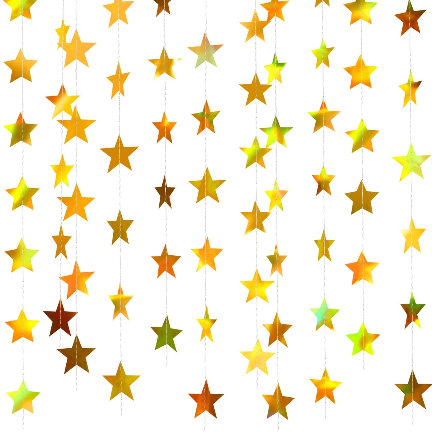 Patelai Glitter Star Garland Banner 2026 Graduation Decor 130 Feet Star Hanging Banner Twinkle Backdrop for Party Birthday Classroom Wedding Supplies(Iridescent Gold)