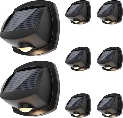 SOLPEX Solar Lights Outdoor Waterproof IP65, Solar Stair Lights Outdoor for Fence, Deck, Step, Dual Color LED 3 Lighting Modes House Wall Light for Porch, Backyard, Fence, Garden Decor-8 Pack