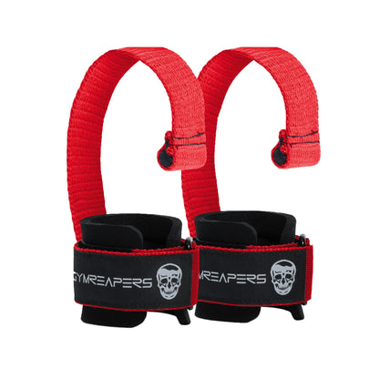 Gymreapers Weight Lifting Straps With Dowel - Wrist Straps for Weightlifting - Workout Deadlift Wrist Weights - Reinforced Stitching & Padded Fit Gym Accessories for Strength & Gym Hand Grip (Red)