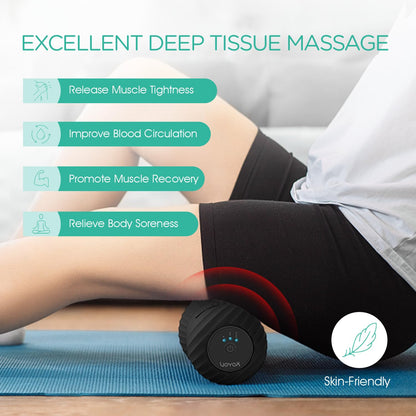 VOYOR-HEALTH Vibrating Peanut Massage Ball Roller, Electric Double Lacrosse Massage Ball with 4 Intensities for Muscle Pain Relief, Rechargeable Deep Tissue Massage, Yoga Sports Fitness MB300 (Black)