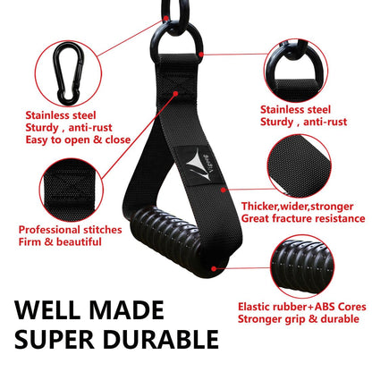 Vigoog Heavy Duty Gym Workout Handle Attachments - Powerful, Comfortable & Anti-Slip Rubber Exercise Grips for Cable Machines, Pulley Systems and Other Fitness Equipments (Carbon Black W)