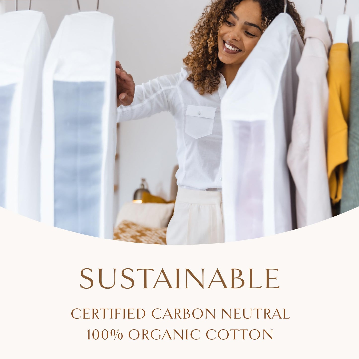 Hayden Hill Luxury Organic Cotton Garment Storage Bag - Long 58" Dress Bag - Breathable & Moth-Proof For Full Length Clothing, Dresses & Coats - Clothes Bags for Hanging Organization