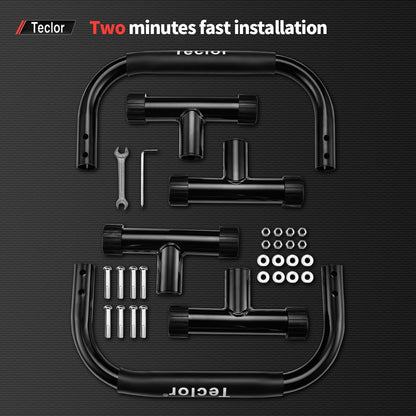 Teclor Push Up Bar,9.5in High Parallettes Bars Great for L-sit, Sturdy Steel Structure Black Push Up Bars for Men & Women, Full Planche & Dips, Heavy-duty No Wobbling Calisthenics Equipment MAX Capacity 660LBS,Floor Workouts Calisthenics Equipment