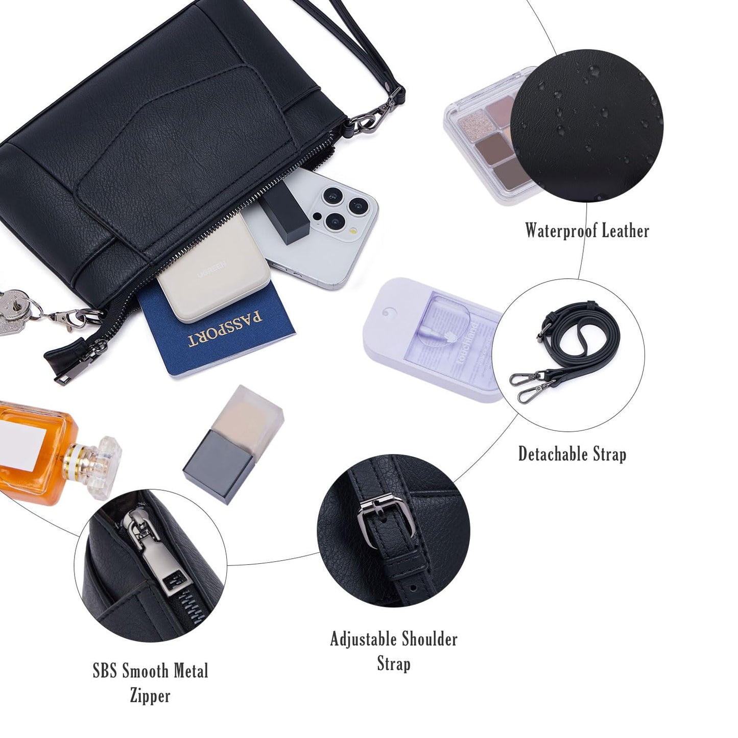 Switrock Small Crossbody Bags for Women,Leather Wristlet Clutch Mini Cell Phone Crossbody Wallet Purses with Card Slots