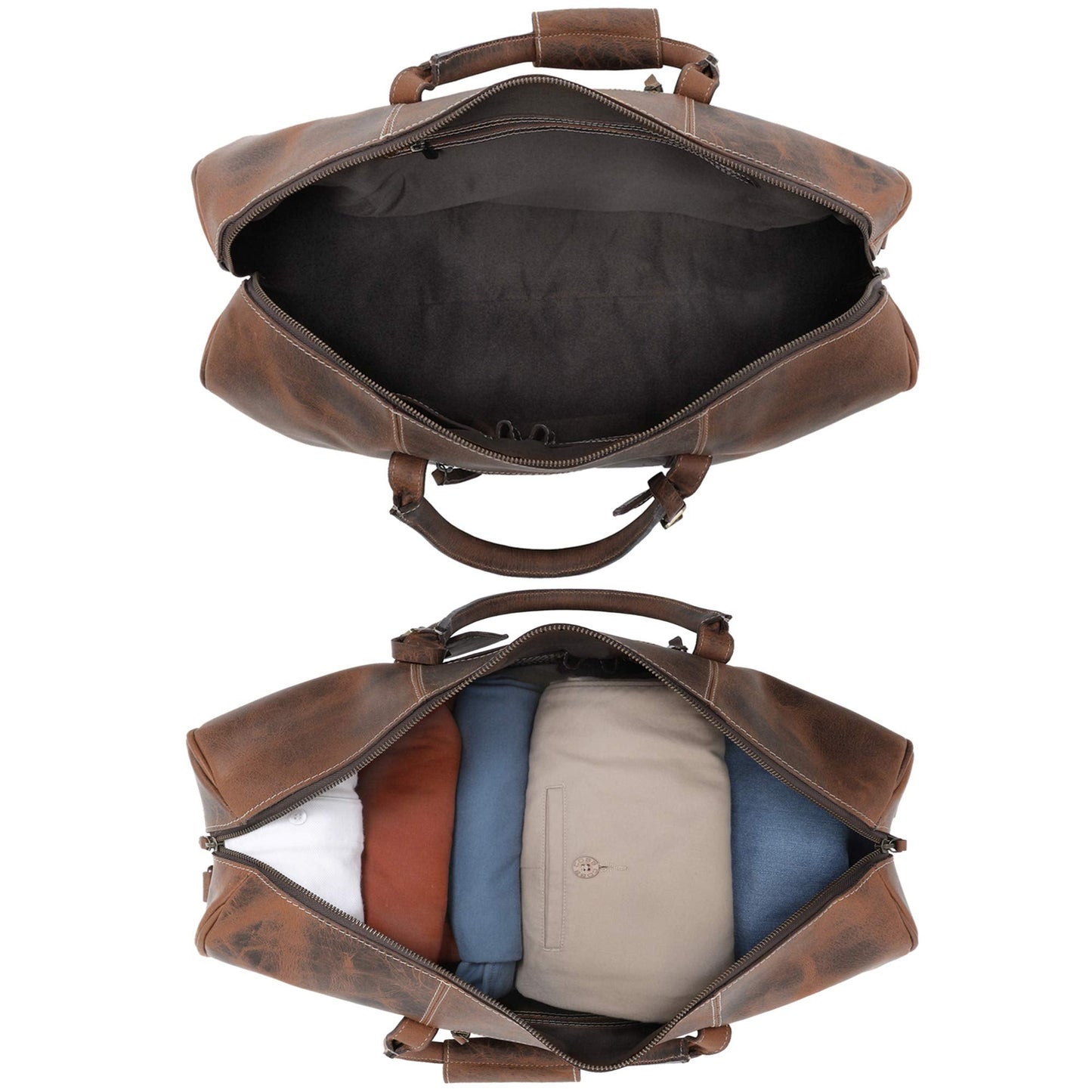 Handmade Leather Carry On Bag - Airplane Underseat Travel Duffel Bags By Rustic Town (Mulberry) Medium