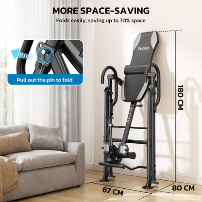 YOLEO Gravity Inversion Table for Back Pain Relief 2026 New Inversion Table w/Lumbar Support Easy to Assemble Back Stretcher Machine 300 lbs (Grey)