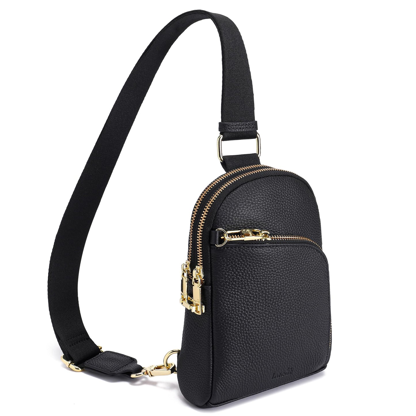 INICAT RFID Blocking Sling Bag, Anti Theft Crossbody Bag for Women Compact Travel Purses Leather(Black)