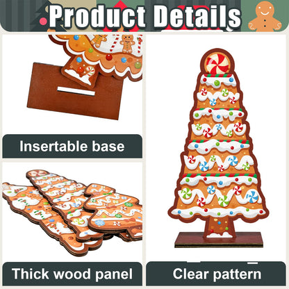 Cinrobiye 6 Pcs Christmas Table Decorations, Gingerbread Tree Tabletop Centerpieces Farmhouse Rustic Wood Xmas Trees for Home Mantel Fireplace Winter Holiday Party Supplies Decor