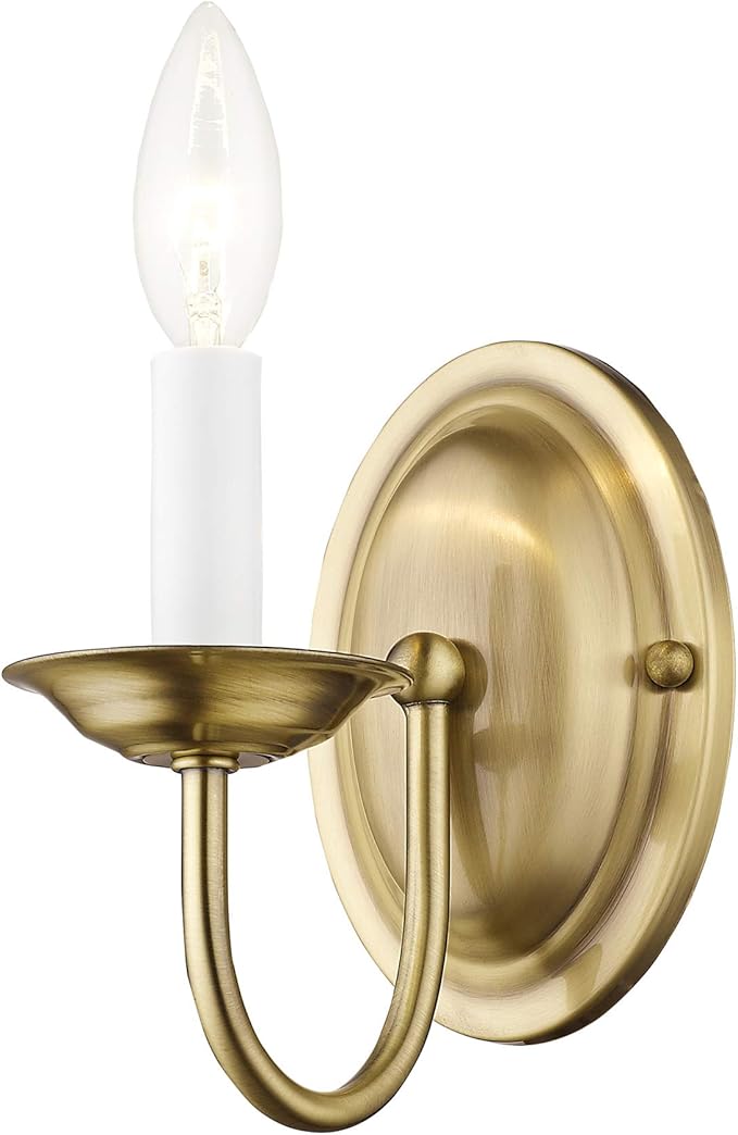 Livex Lighting 4151-01 Wall Sconce with No Shades, Antique Brass, 4.25"W x 7"H