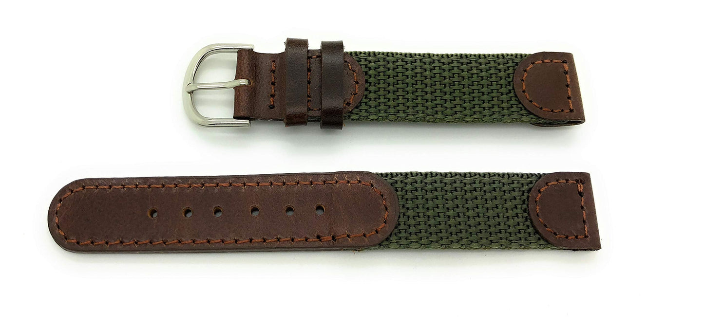 16mm Canvas Nylon Leather Watch Band (green)