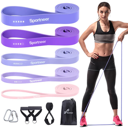 Resistance Bands for Working Out Women, Sportneer 5-130lb Exercise Bands 5 Levels Pull Up Bands with Handles & Door Anchor - Resistance Bands for Physical Therapy Stretching & Resistance Training