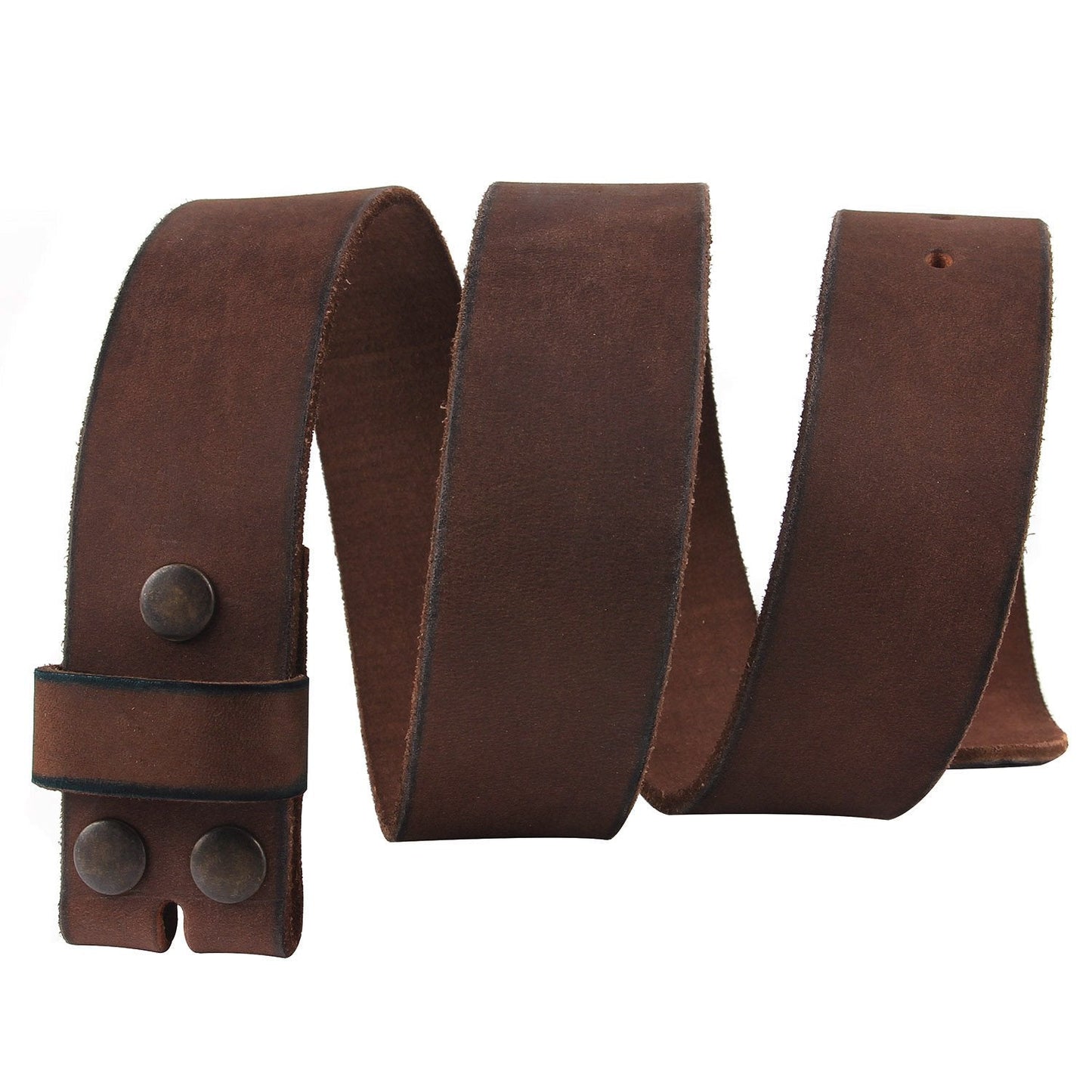 NPET Mens Leather Belt Full Grain Vintage Distressed Style Snap on Strap 1 1/2" Wide Coffee 36"-38"