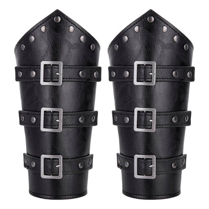 Medieval Steampunk Renaissance LARP Set - Steampunk Belt Leather Belt Bag Potion Bottle Holder & Adjustable Arm Guards for Cosplay Halloween & Festivals