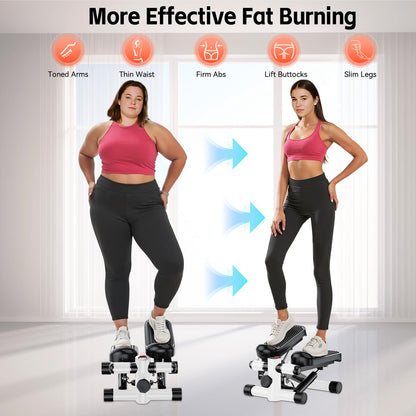 Joxir Steppers for Exercise at Home, Mini Stepper with Resistance Bands, Portable Stair Stepper for Home, Smooth and Quiet, Hydraulic Fitness Stair Stepper with LCD Monitor